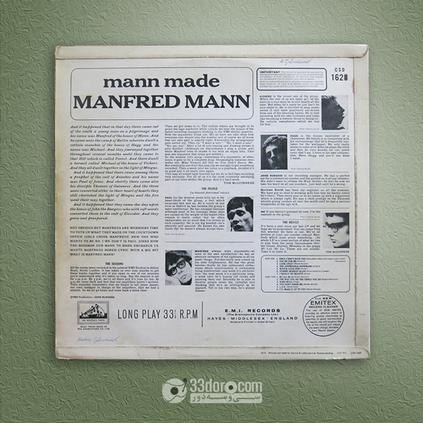  صفحه وینیل مانفرد مان Manfred Mann – Mann Made 