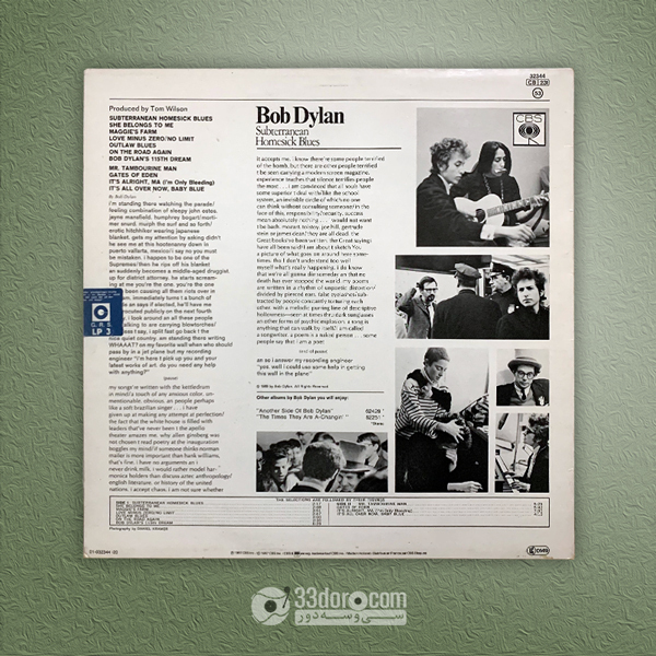  صفحه وینیل 33دور باب دیلن Bob Dylan – Subterranean Homesick Blues 