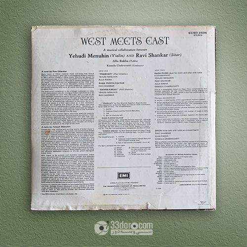  صفحه وینیل یهودی منوهین و راوی شانکار Yehudi Menuhin And Ravi Shankar – West Meets East 