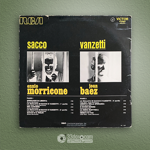  صفحه 33دور انیو موریکونه و جون بائز Ennio Morricone ⸱ Joan Baez – Sacco & Vanzetti 