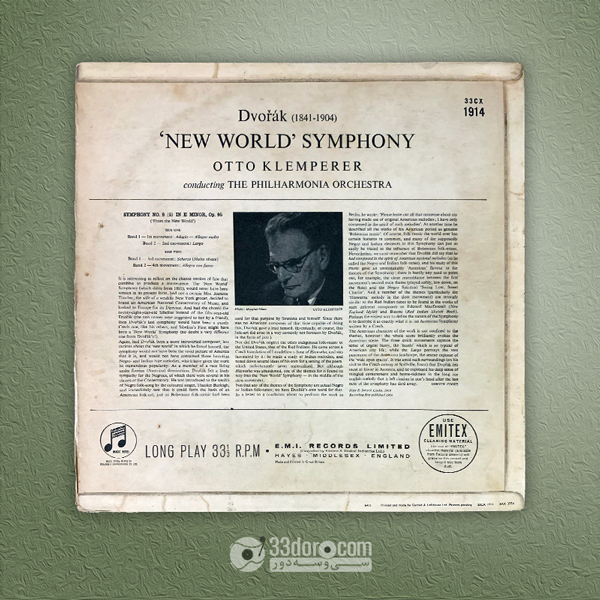  صفحه 33دور سمفونی شماره 9 «از دنیای جدید» آنتونین ورژاک Dvořák, Klemperer, Philharmonia Orchestra – New World Sympho 