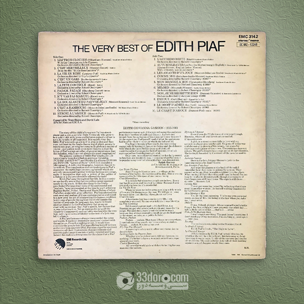  صفحه 33دور ادیت پیاف Edith Piaf – The Very Best Of Edith Piaf 