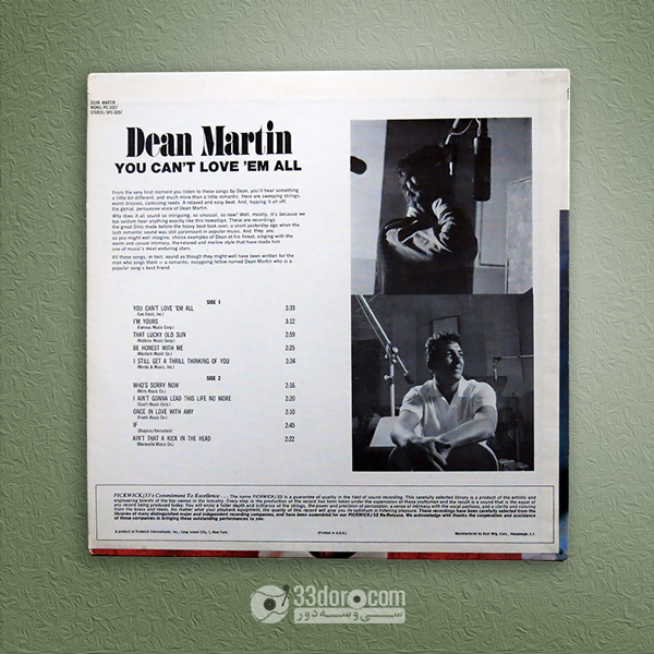  صفحه 33دور دین مارتین Dean Martin – You Can't Love 'Em All 