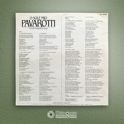  صفحه 33دور لوچیانو پاواروتی Luciano Pavarotti – O Sole Mio Favorite Neapolitan Songs 