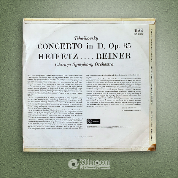  صفحه 33دور چایکوفسکی Heifetz ⸱ Reiner ⸱ Chicago Symphony – Tchaikovsky: Violin Concerto In D, Op. 35 