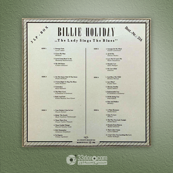  باکس‌ست صفحه وینیل 33دور بیلی هالیدی Billie Holiday – The Lady Sings The Blues 