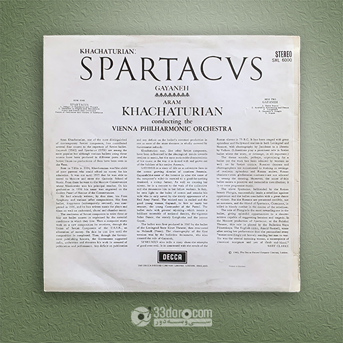  صفحه وینیل آرام خاچاتوریان Aram Khatchaturian ⸱ Vienna Philharmonic – Khatchaturian: Spartacus ⸱ Gayaneh 