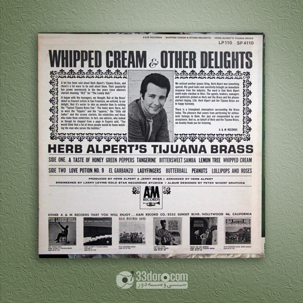  صفحه وینیل هرب الپرت Herb Alpert's Tijuana Brass – Whipped Cream & Other Delights 