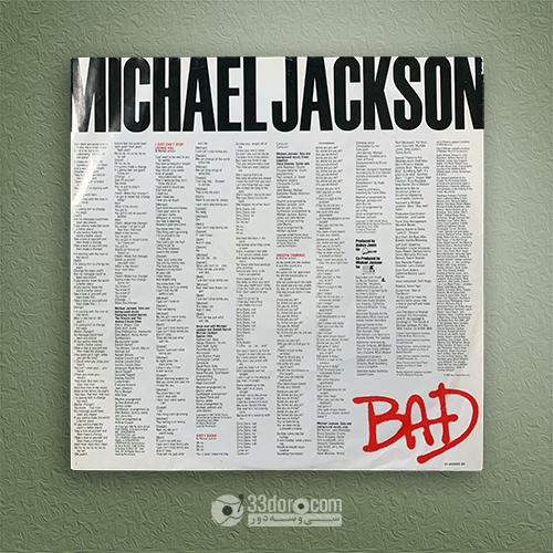  صفحه گرام آلبوم بد مایکل جکسون Michael Jackson – Bad 