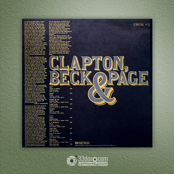  صفحه 33دور اریک کلپتون، جف بک و جیمی پیج Eric Clapton, Jeff Beck & Jimmie Page – Clapton, Beck & Page 